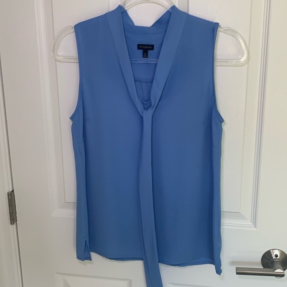 Talbots Blue Sleeveless Blouse with Tie Neck size xs - Picture 1 of 5